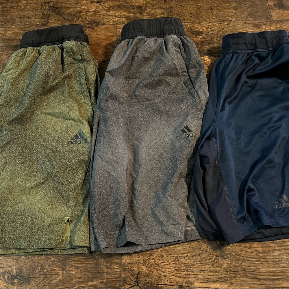Lot of three Adidas athletic shorts. Mens small.